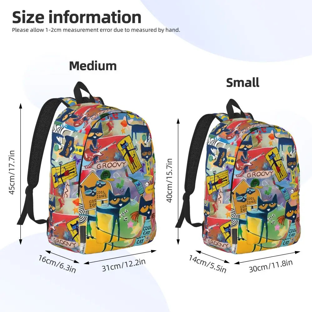 Pete the Cat Canvas Backpack – Cartoon Laptop Daypack for School & Travel