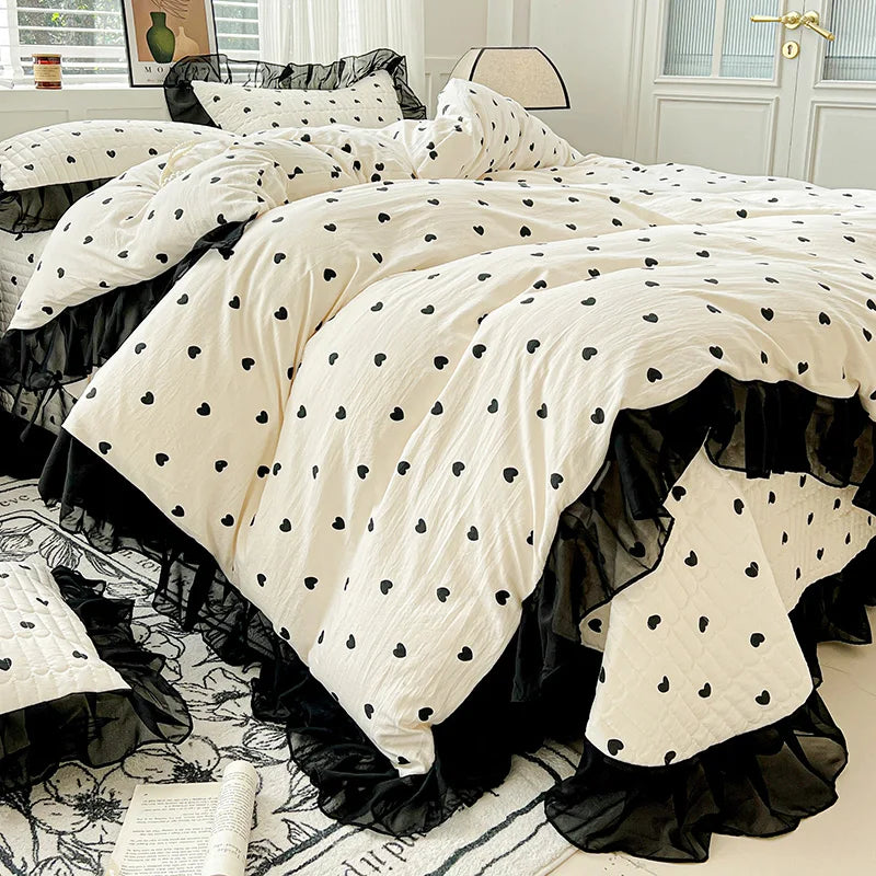 Printed Lace Duvet Cover – 300TC Polyester Comforter Cover for Women & Girls Bedroom