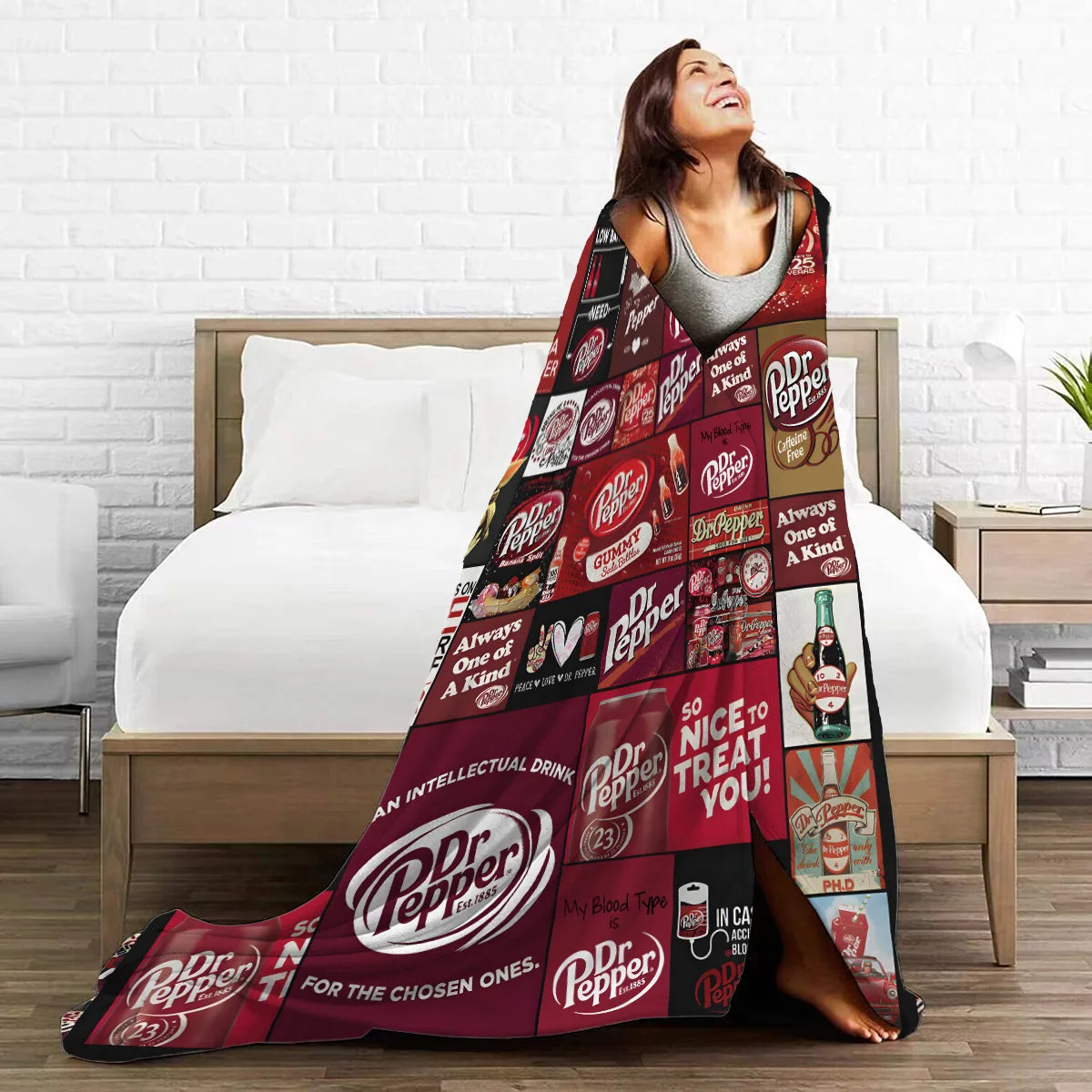 Dr. Pepper Flannel Throw Blanket – Soft, Warm & Anti-Pilling, 3 Sizes