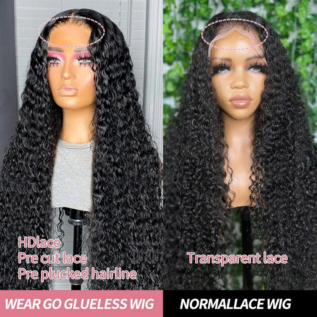 40–50 Inch Water Wave Curly Lace Front Wig | 300% Density 13x4 13x6 7x5 HD Glueless Brazilian Human Hair for Women