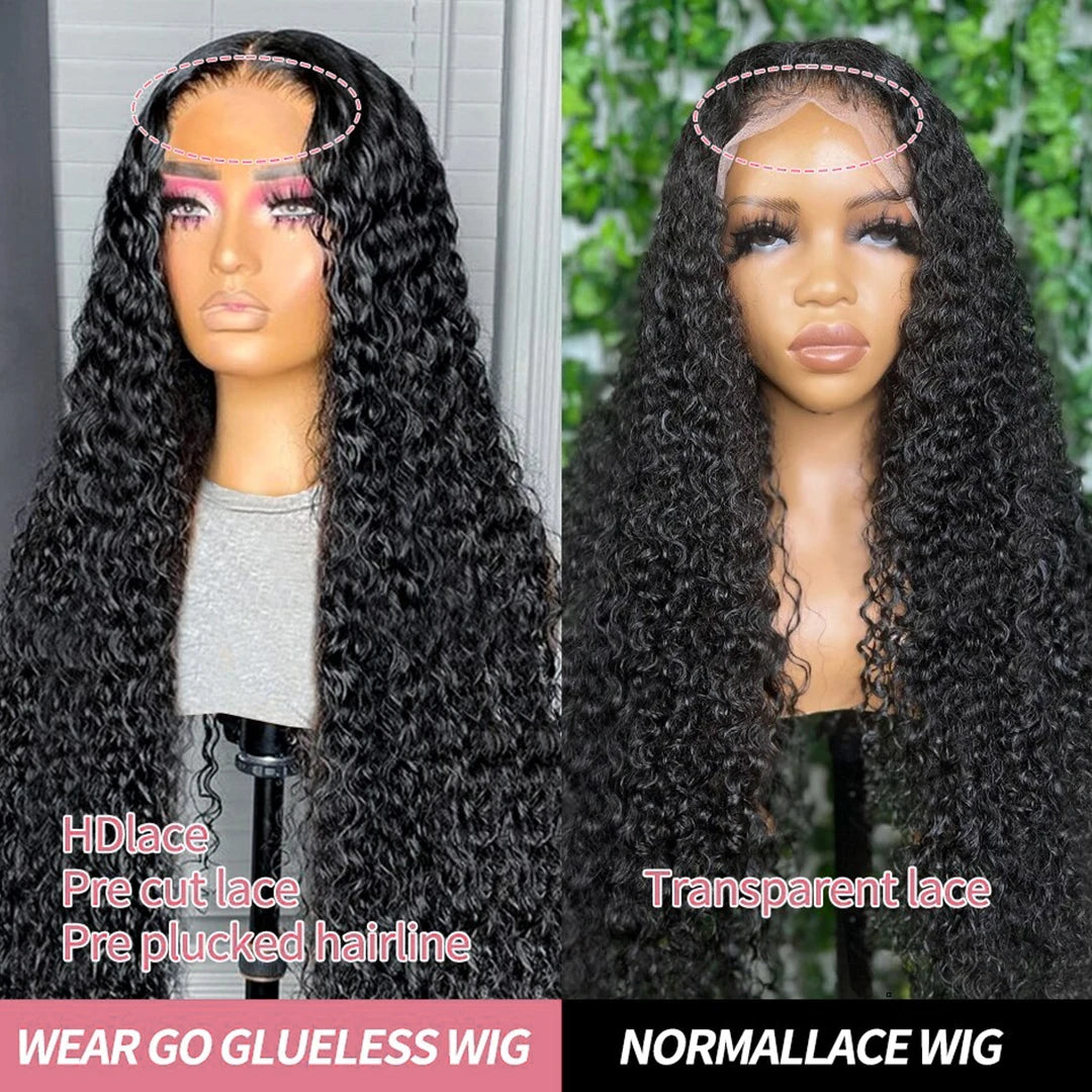 40–50 Inch Water Wave Curly Lace Front Wig | 300% Density 13x4 13x6 7x5 HD Glueless Brazilian Human Hair for Women