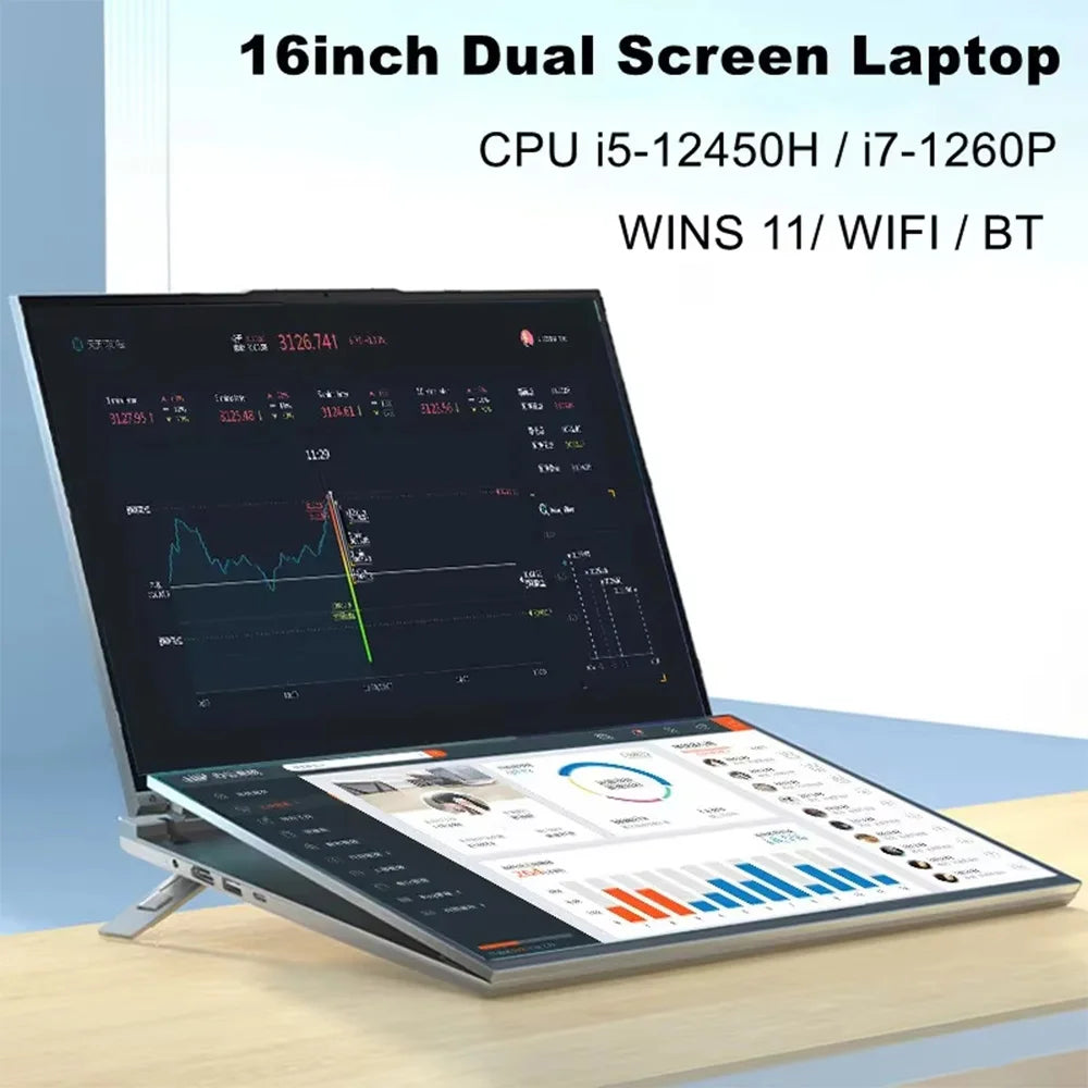 GLF-S1 16"+16" Dual-Screen Laptop – Intel 12th Gen, Up to 32GB DDR4, 2TB SSD, Dual Touch, Windows 11