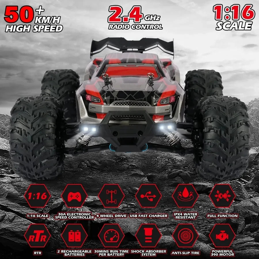 4WD 1:16 Scale High Speed Brushless RC Car – 50 or 80KM/H Off-Road Drift Racing Buggy Truck
