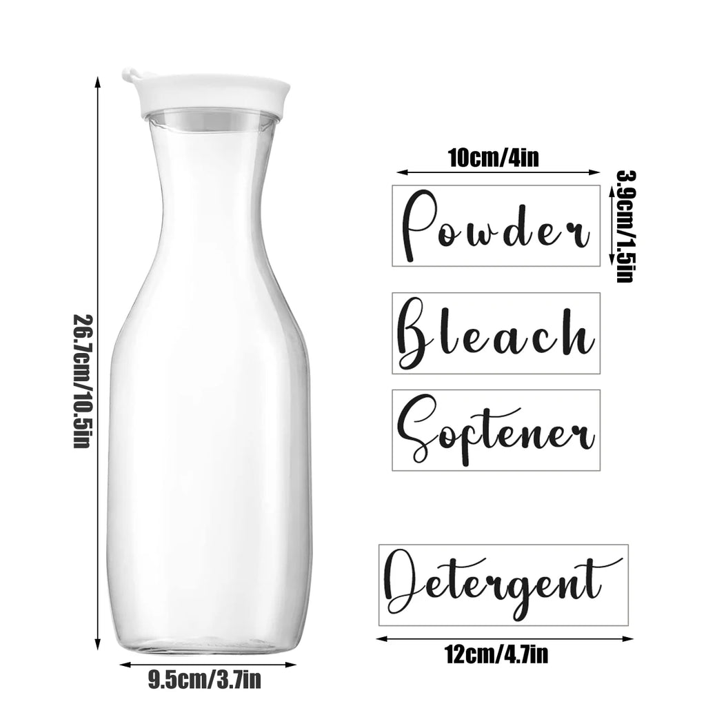 Organize Your Laundry Room in Style — Refillable Detergent & Softener Dispenser Set | 2pcs, 1000ml Each, Clear Plastic, Labels Included