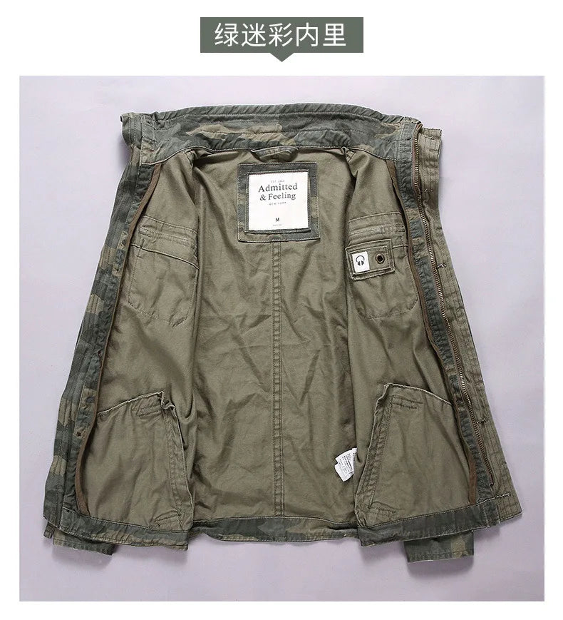 Men's Camouflage Cotton Cargo Jacket – Zip Front
