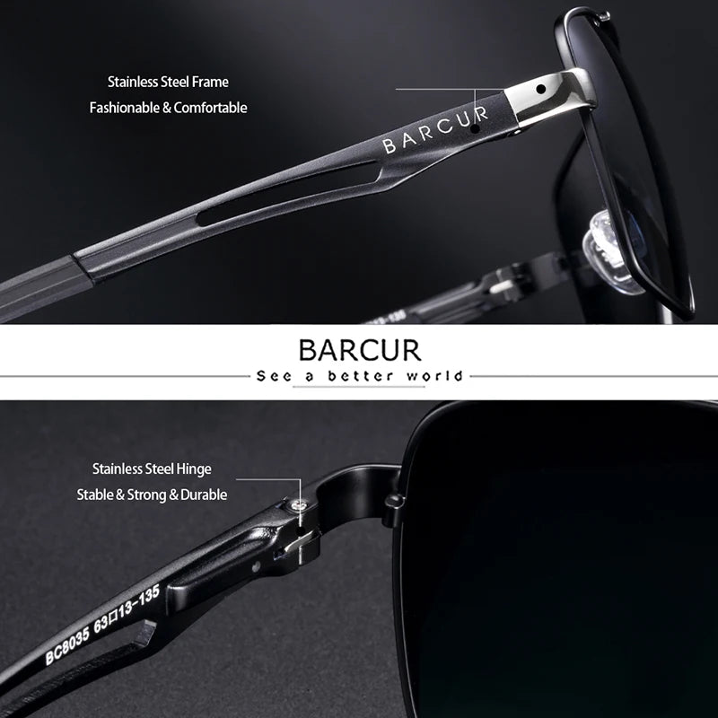 BARCUR Pilot Style Metal Frame Sunglasses | HD Polarized Mirror UV400 for Men & Women
