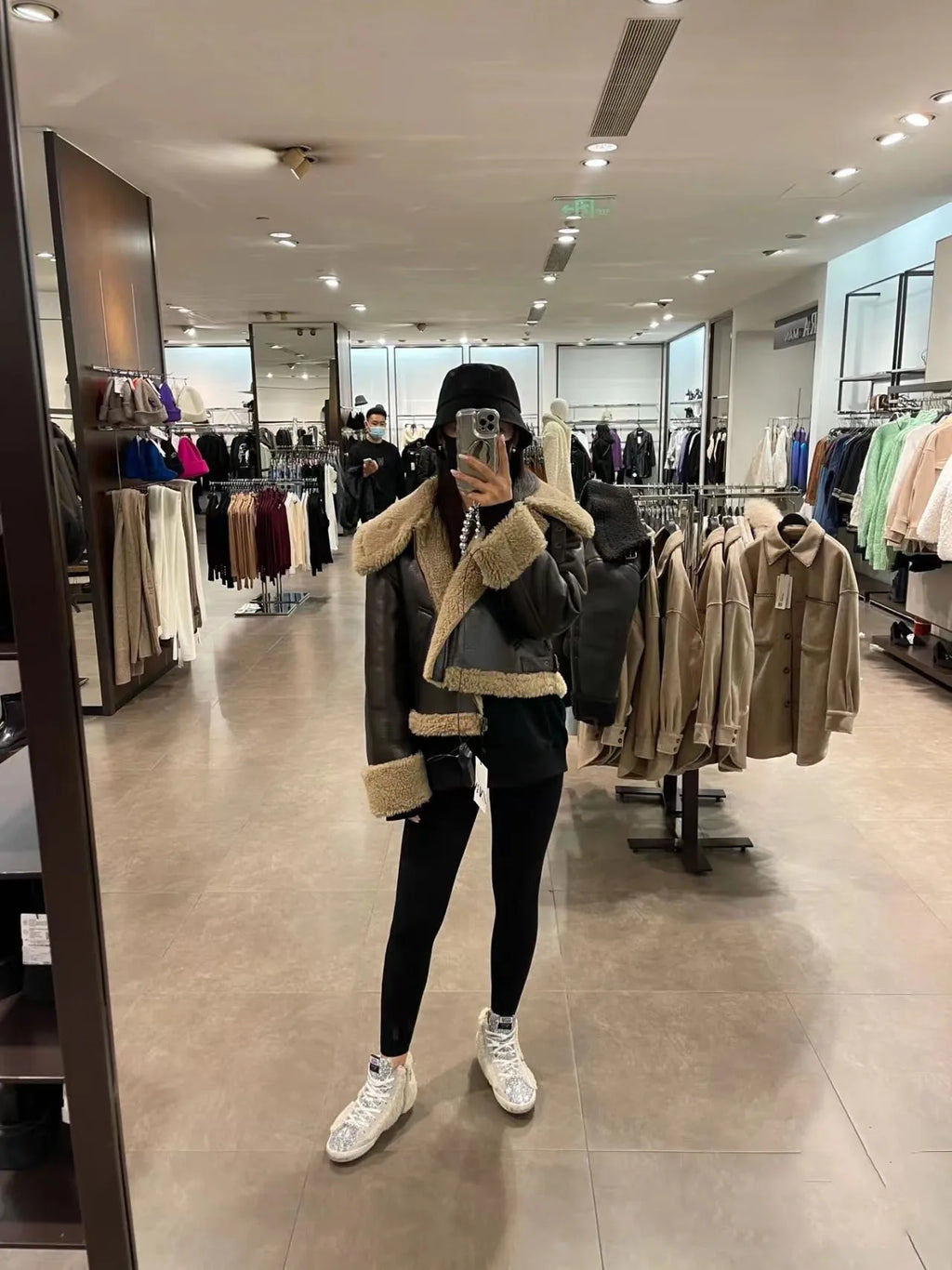 Women's Thickened Double-Sided Short Jacket – Warm Zip-Up Streetwear Coat in Brown