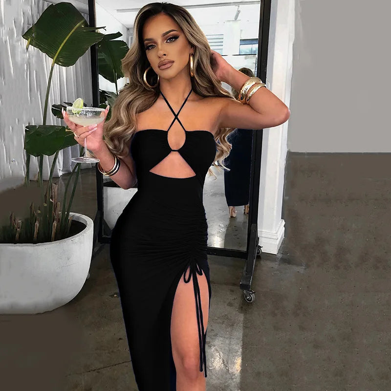 Sleeveless Backless Bodycon Club Midi Dress — Sexy Slim Night Party Dress