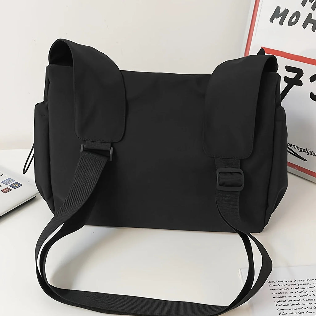 Fashionable Drawstring Crossbody Bag – Spacious Zipper Closure Shoulder Bag with Bag Charm