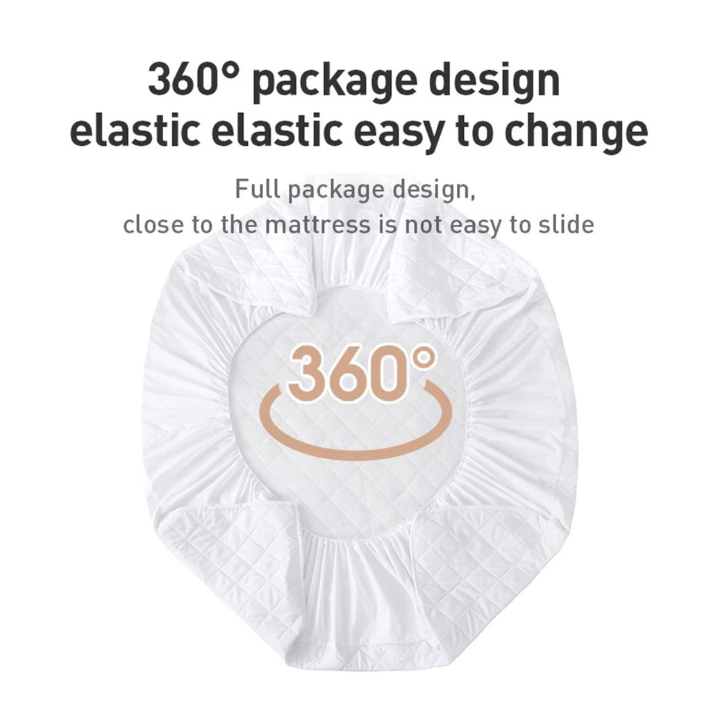 Waterproof Fitted Mattress Cover – Breathable Mattress Protector, Gray & White, Multiple Sizes