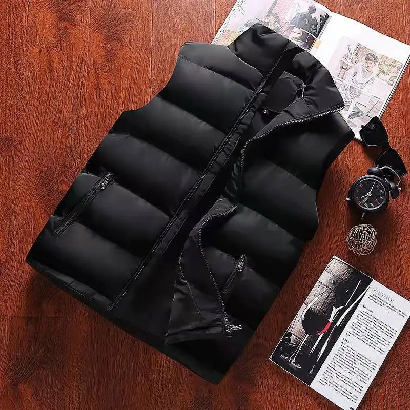 Men's Warm Sleeveless Vest Jacket — Waterproof Zipper Waistcoat for Autumn & Winter