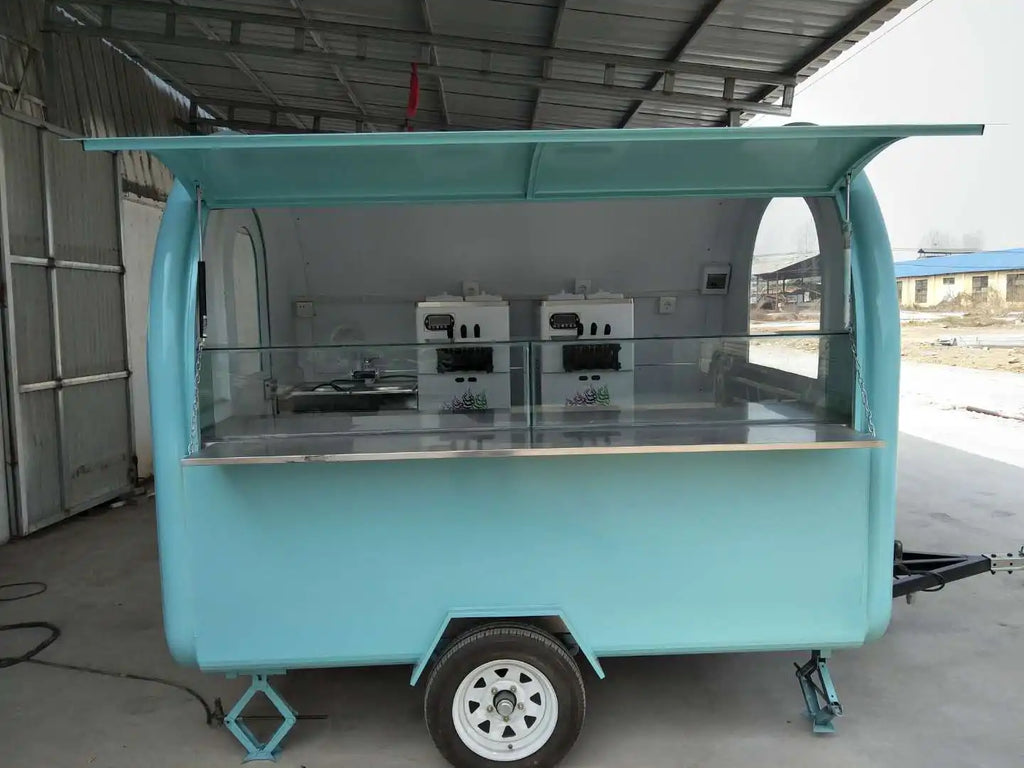 Custom Food Truck Cart — Burger & Fast Food Design with Dual Sinks & Non-Slip Floor