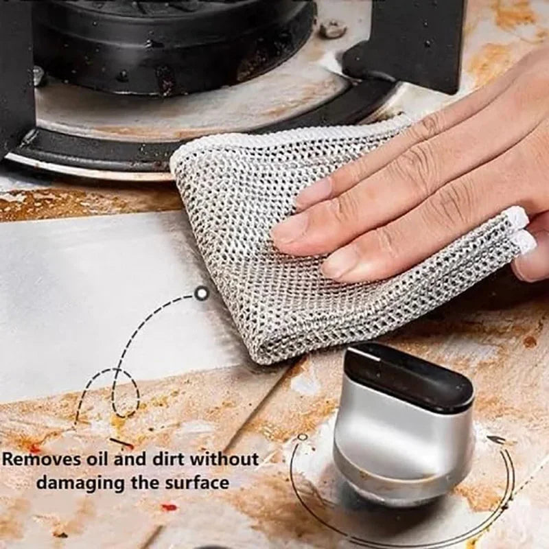 Scrub Smarter. Clean Deeper. — Wire Dishcloth Scrubber & Scouring Pads | Double/Single Layer, Scratch-Free, Machine Washable, 2/5/10pcs