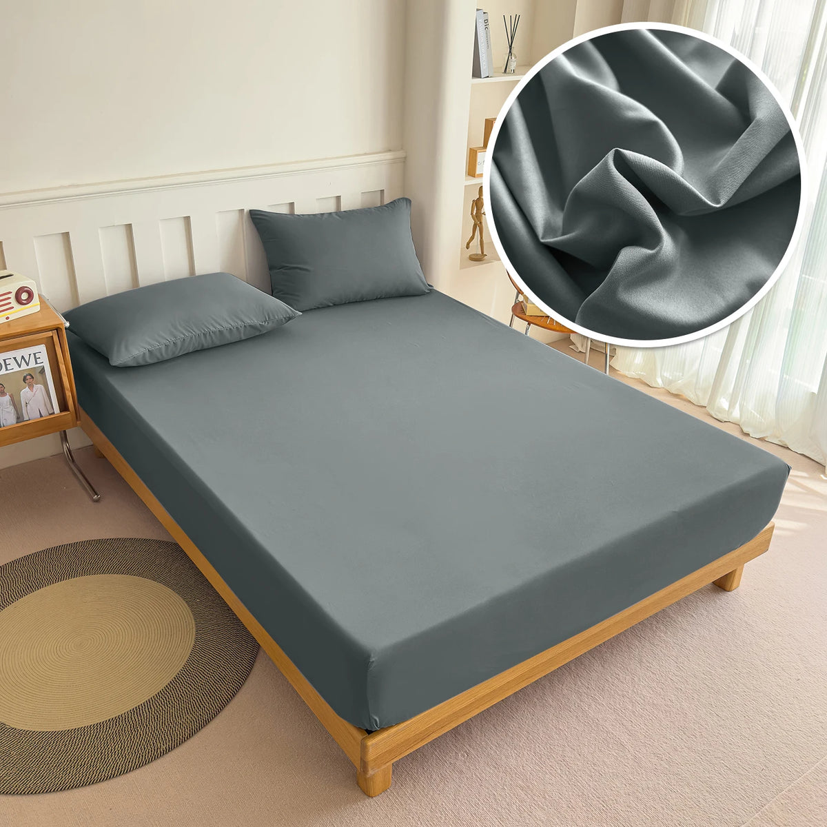 Solid Color Elastic Fitted Bed Sheet – 100% Polyester Mattress Cover, 90–180x200cm