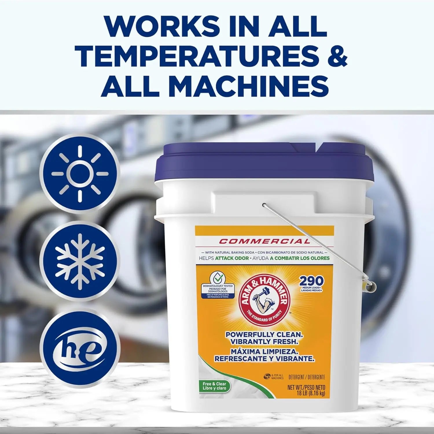 Gentle on Skin, Tough on Stains — Free & Clear Powder Laundry Detergent | 18lb Pail, 290 Loads, Sensitive Skin, HE Compatible