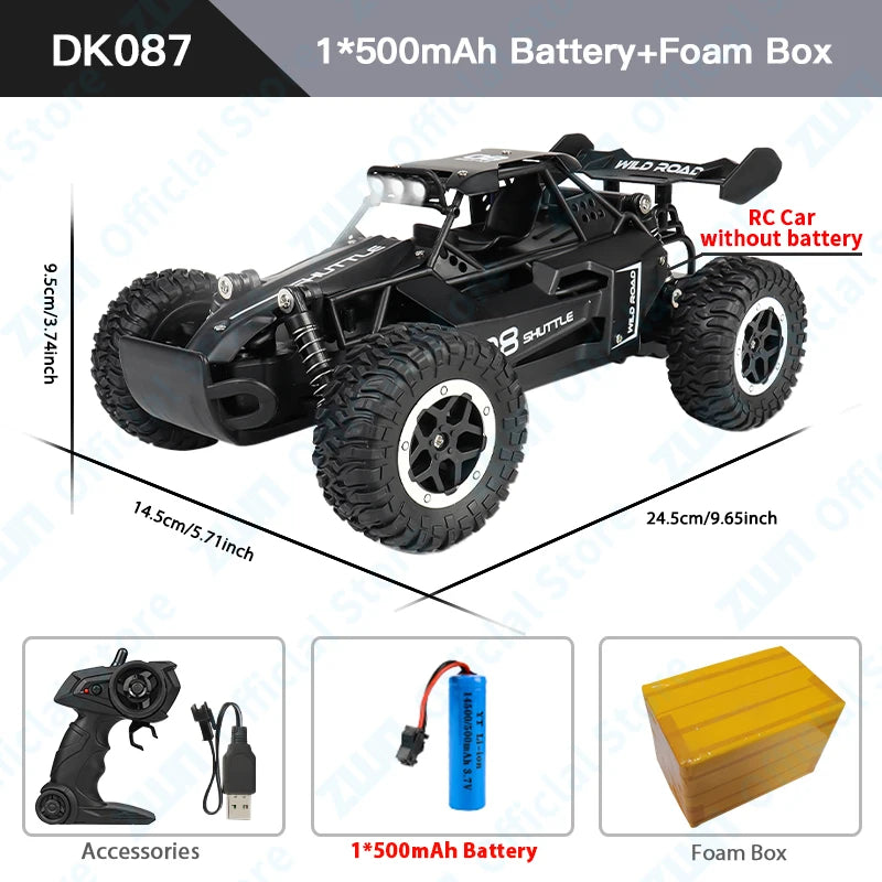 ZWN 1:16 / 1:20 Scale 2WD RC Off-Road Climbing Car with LED Light – Outdoor Kids Gift
