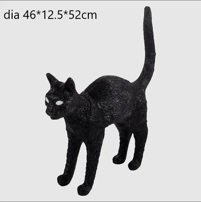 Cat Table Lamp – Resin Sculpture with Light-Up Eyes