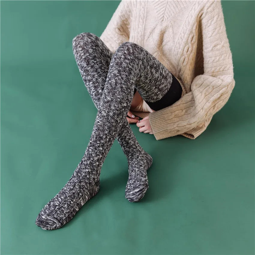 Women's Thigh-High Socks – Thick Cotton Blend