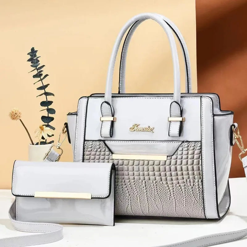Luxury 2-Piece Patent Leather Composite Shoulder Bag Set – Designer Crossbody Handbag for Women