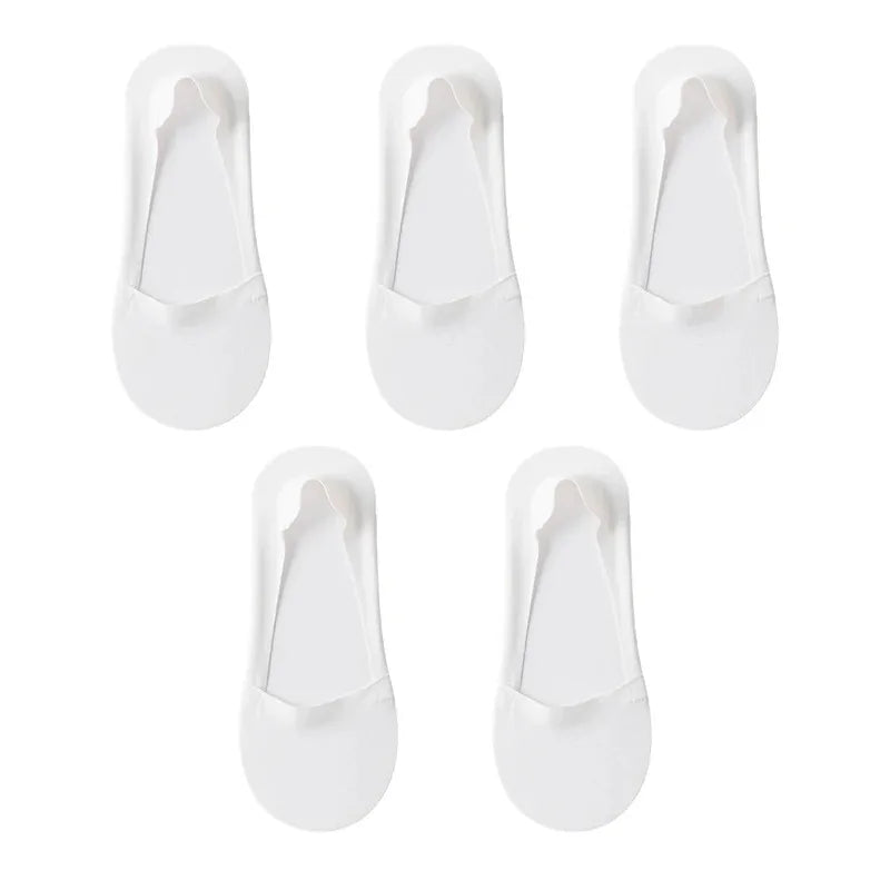 Women's Cotton No-Show Socks – Silicone Grip, 5 Pairs