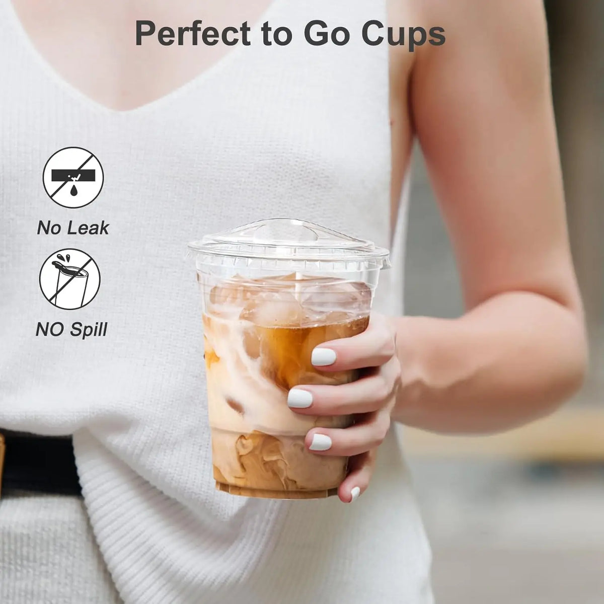 Clear Disposable Plastic Cups with Sip Lids – Iced Coffee & Smoothie Cups, 12/16/20oz, 20 or 50 Pack