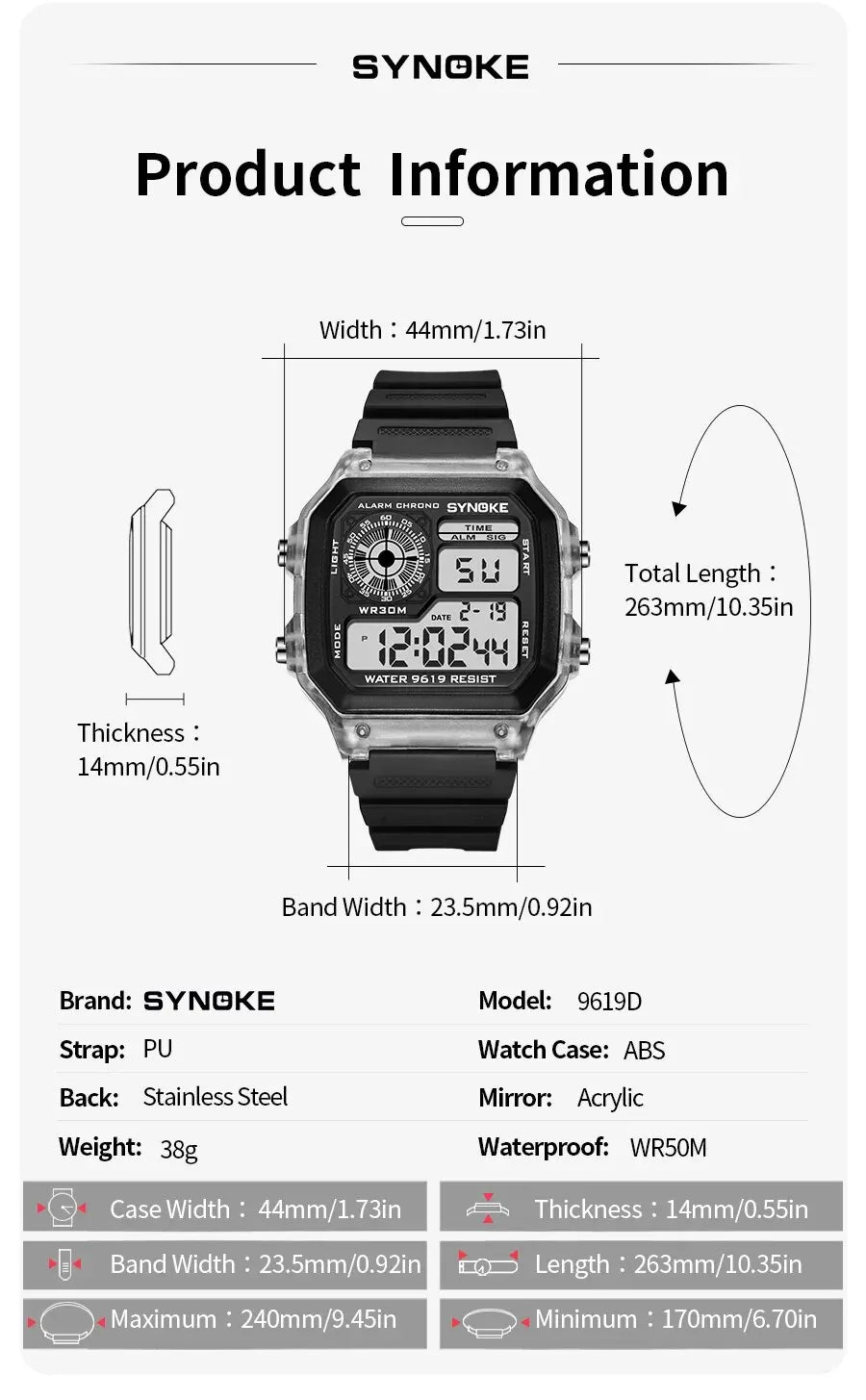 SYNOKE Digital Sport Watch | Luminous Multifunction Waterproof Seven Color LED Wristwatch