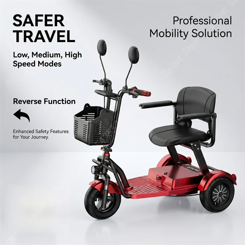 Foldable 3-Wheel Electric Mobility Scooter – 500W Dual Motor, 40 km Range