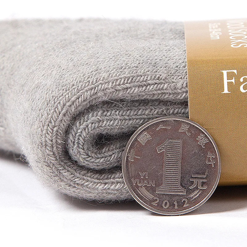 Thick Wool-Blend Winter Socks in Solid Colors