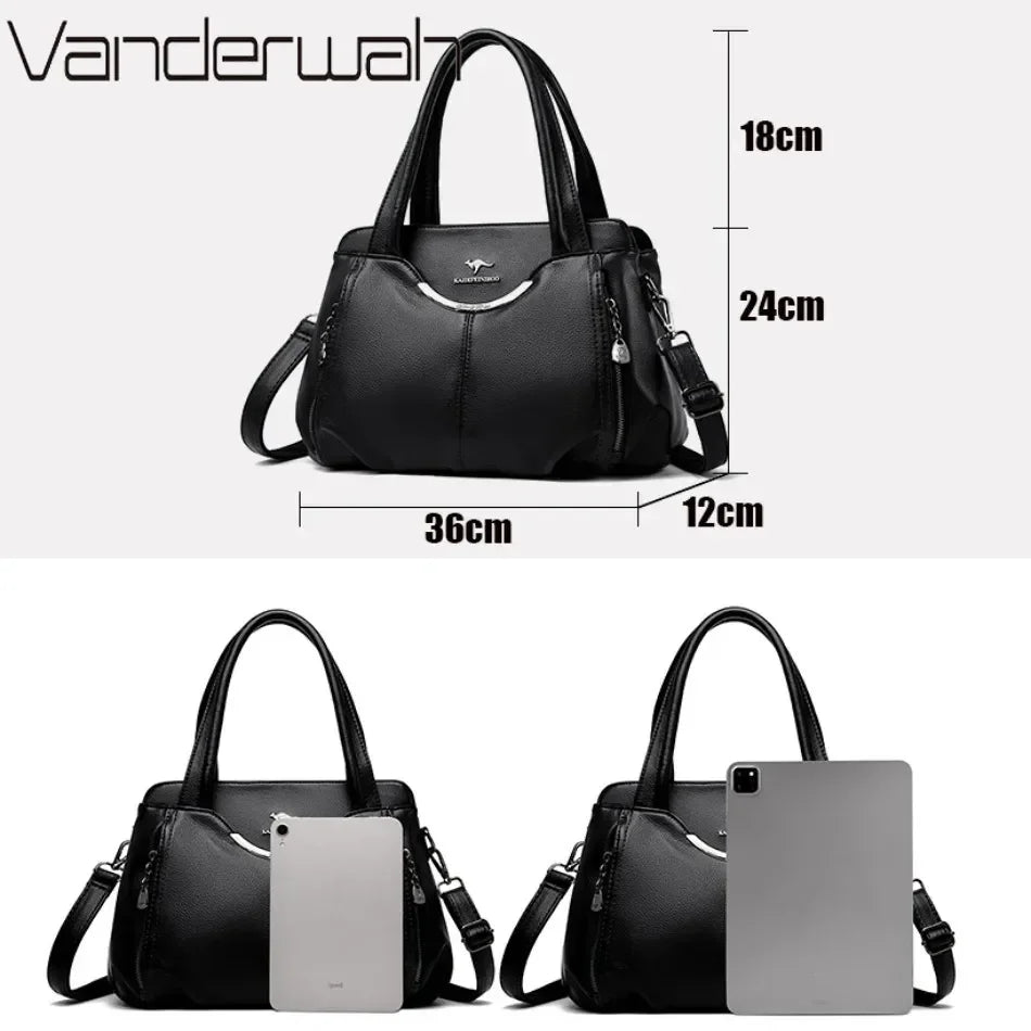 Genuine Leather Luxury Tote Crossbody Shoulder Bag – Large Casual Handbag for Women