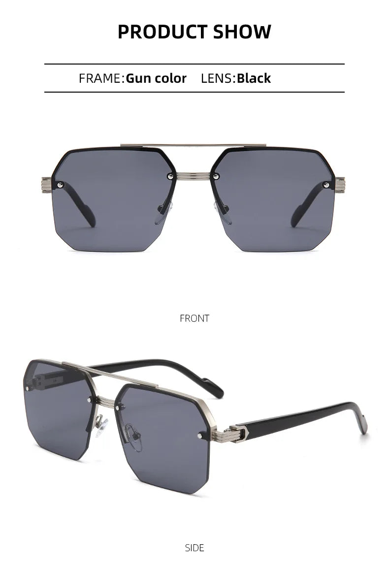 Men's Pilot Flat Top Half Frame Sunglasses | UV400 Classic Travel Casual Vintage Shades
