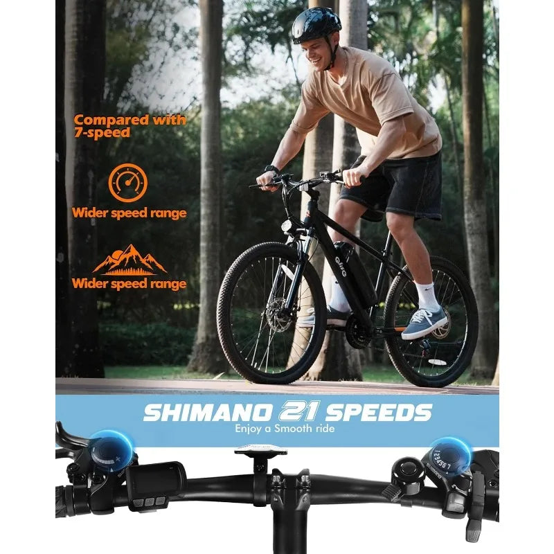 Qlife Racer Electric Bike for Adults – 21-Speed Mountain Ebike, 750W Motor, 40-Mile Range