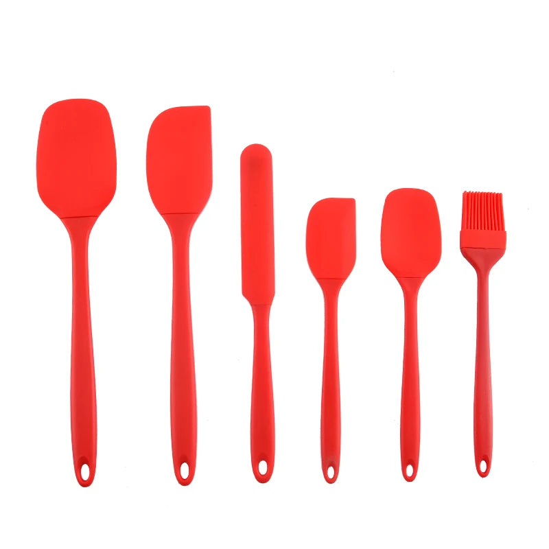 Silicone Baking Tool Set 6-Piece – Spatula, Cream Scraper, Oil Brush & More for Kitchen & Baking