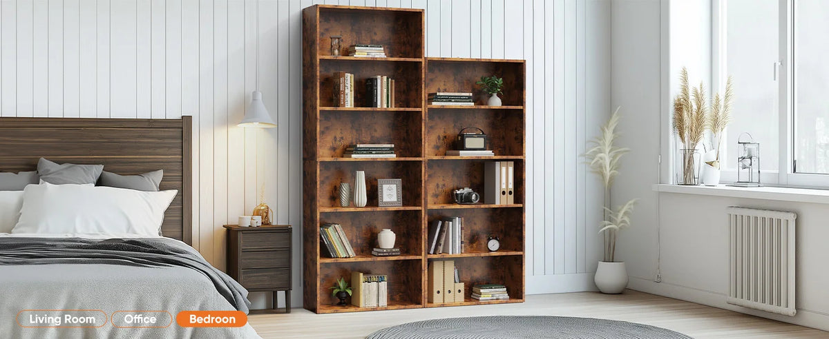 JHK 6-Tier Wooden Bookcase – 63 Inch Tall, Floor Standing Open Bookshelf for Living Room & Home Office