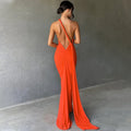 Backless Ruched Slim Bodycon Maxi Dress — Elegant Formal Wedding Guest Evening Dress