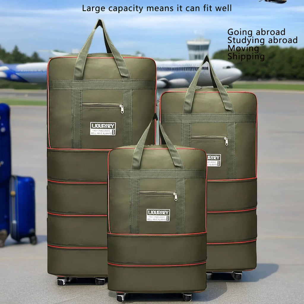 Foldable Wheeled Travel Bag – Expandable Oxford Luggage