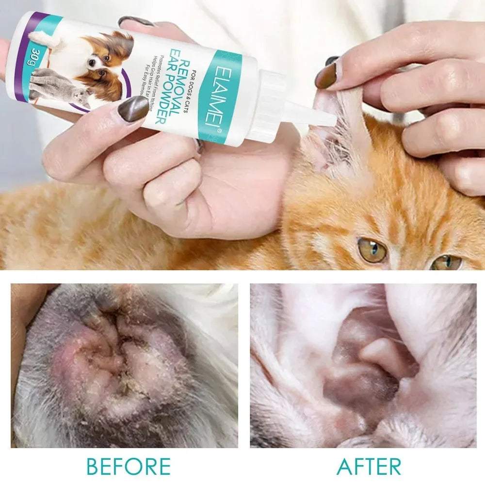 Healthy Ears, Happy Pets — Pet Ear Powder for Dogs & Cats | Ear Hair Removal, Anti-Bacterial, Reduces Mites & Inflammation, 30g
