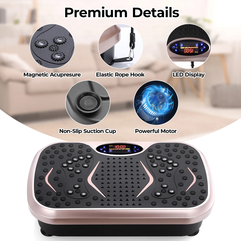 Vibration Plate Exercise Machine – Whole Body Workout Platform with Loop Bands for Home Training