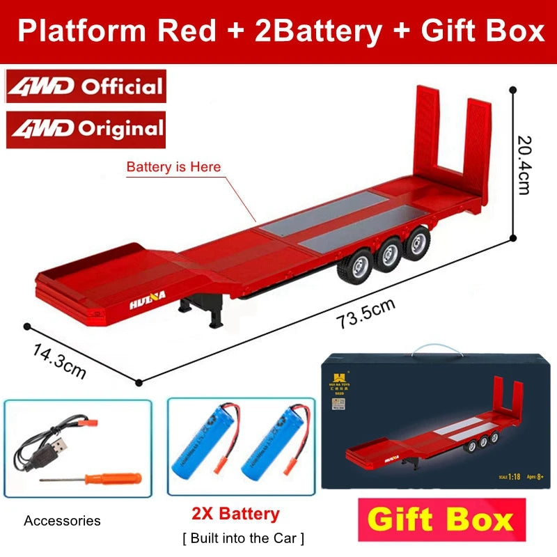 HUINA 1501 1:18 Scale RC Semi Trailer Truck with Sound & Lights – 770S Flatbed Engineering Model