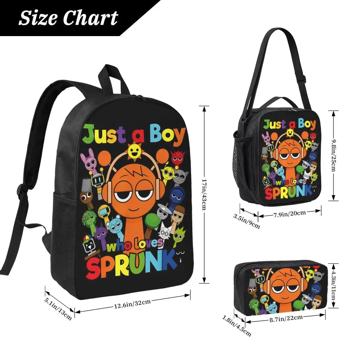 Sprunki Backpack Set – Lunch Bag & Pencil Case