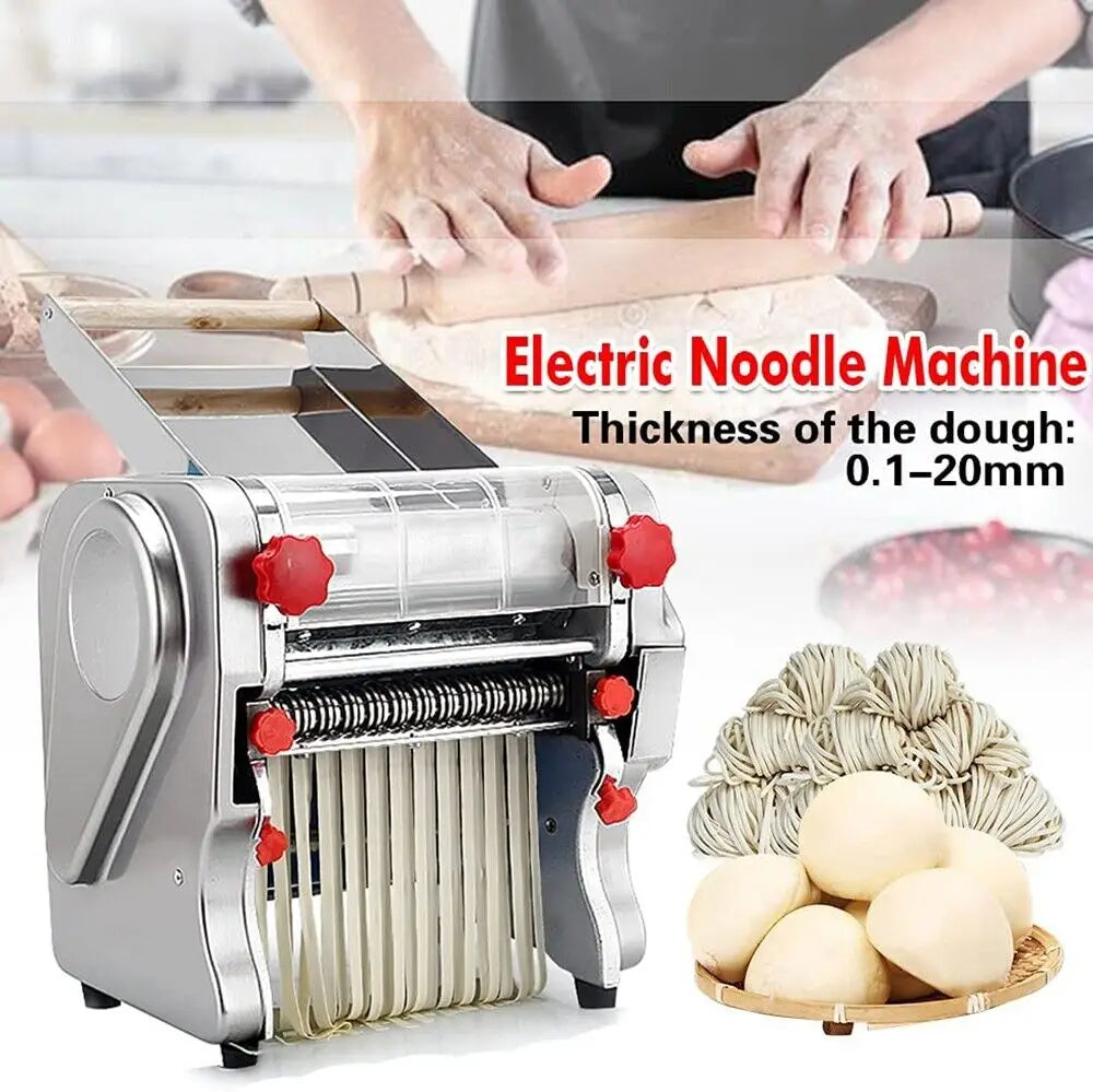 550W Electric Pasta & Noodle Maker — Stainless Steel Dual Knife Dumpling Skin Roller