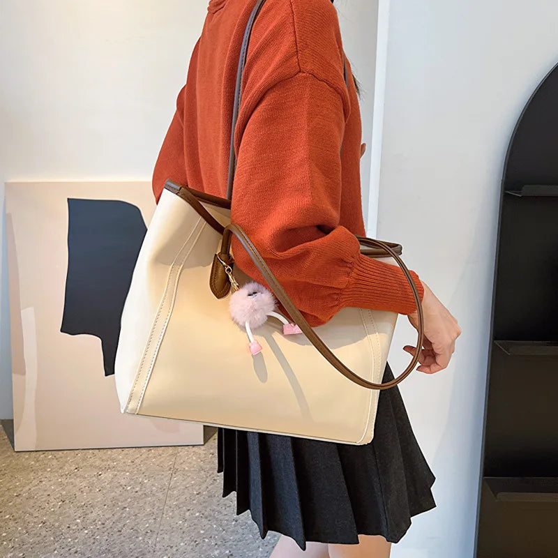 FXZLLQ Korean Style PU Leather Underarm Tote Shoulder Bag – Versatile Casual Handbag for Women Daily Use