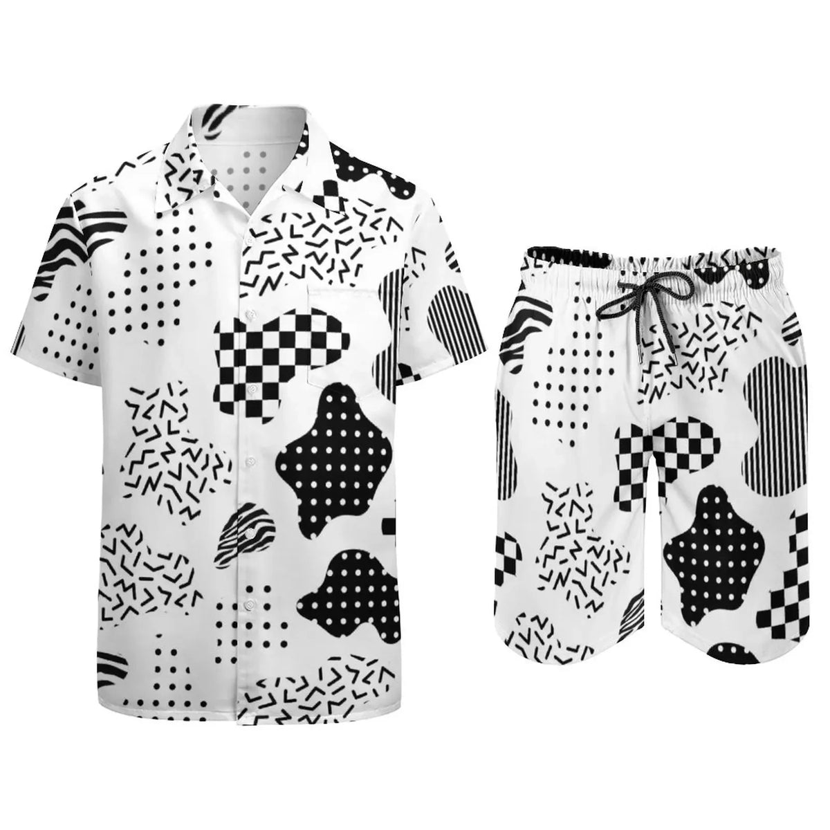 Men's Psychedelic Magic Mushroom 3D Print Shirt & Beach Shorts – Oversized Hawaiian Set