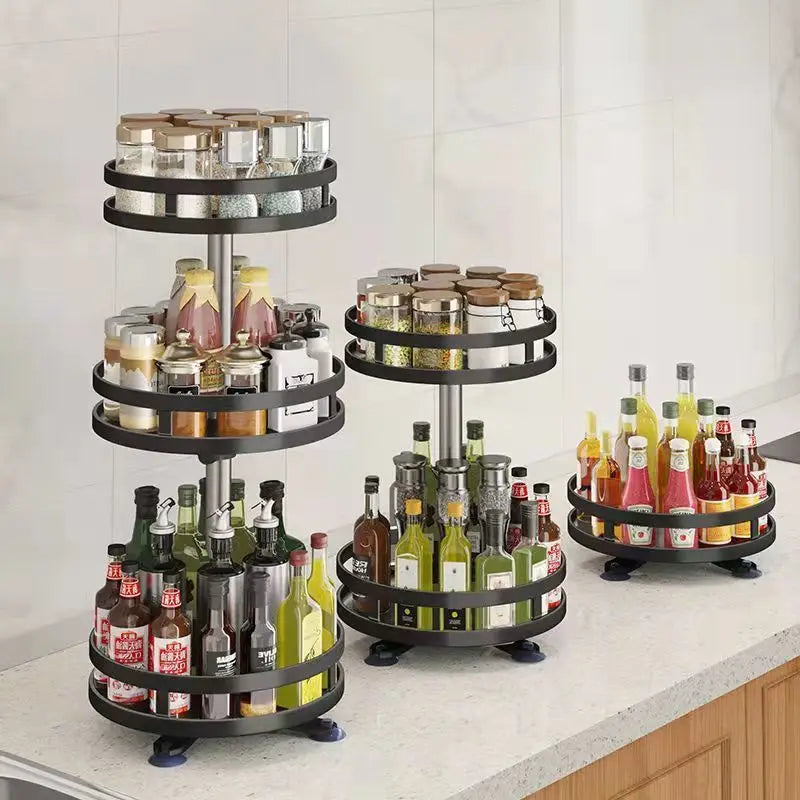 360° Rotating Multi-Layer Storage Box — Non-Slip Countertop Organizer for Kitchen, Spices & Cosmetics