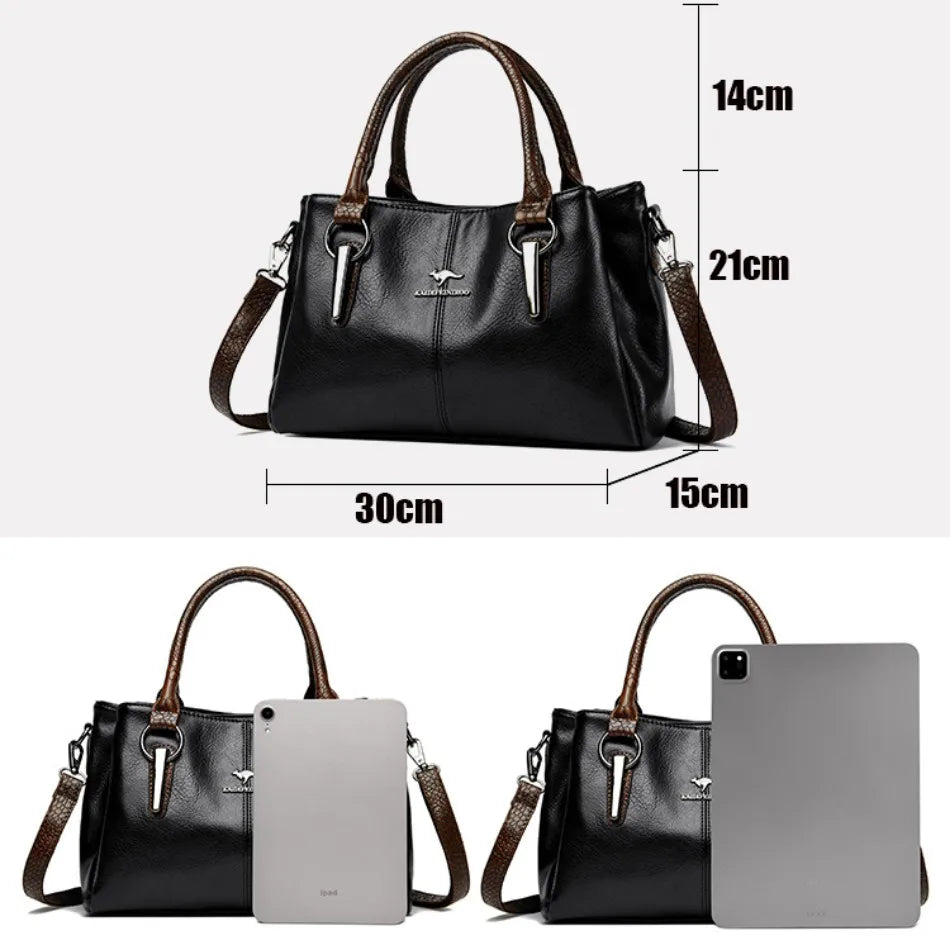 Luxury Soft Leather Large Capacity Tote Crossbody Bag – Elegant Shoulder Handbag for Women