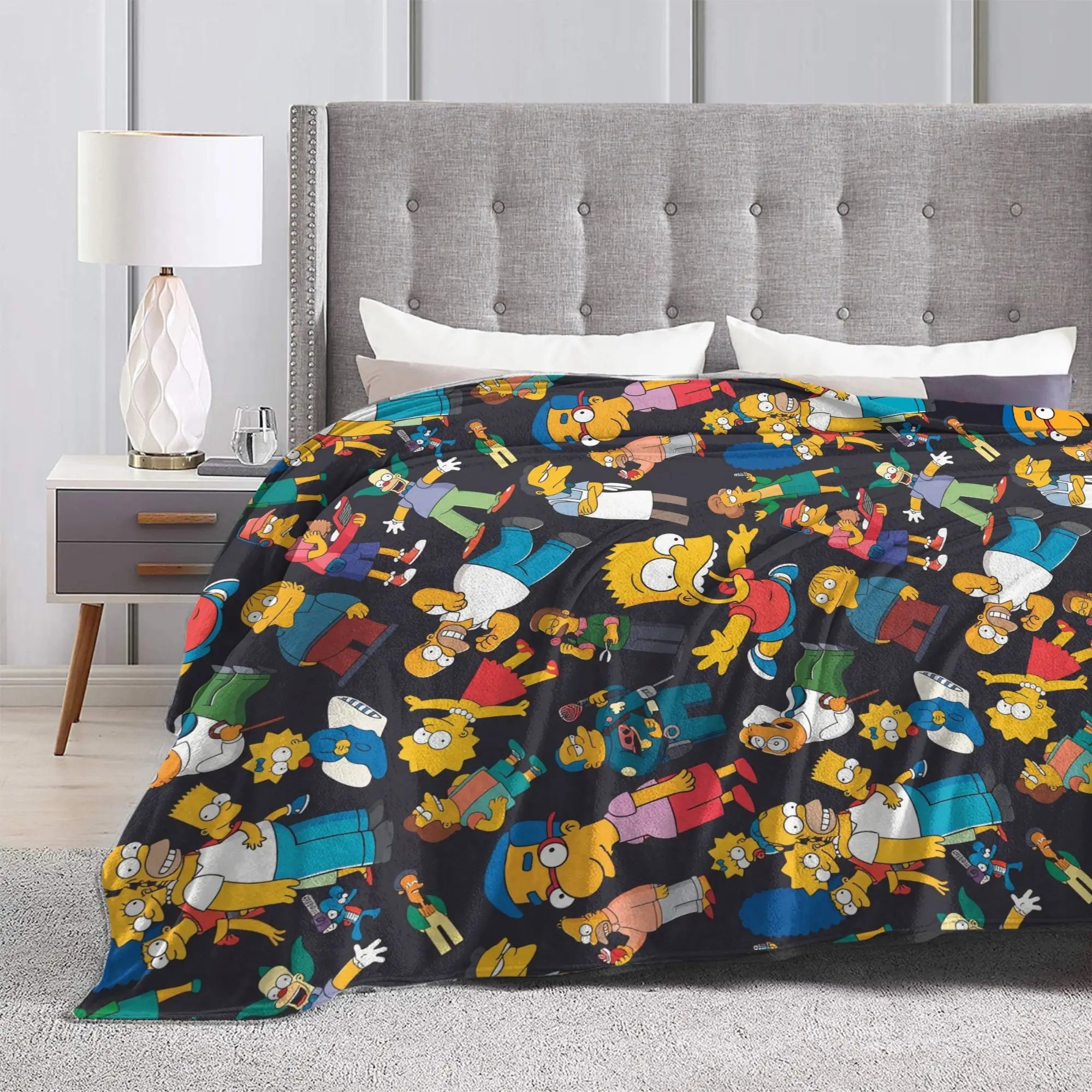 Simpsons Character Super Soft Plush Throw Blanket – Flannel Fleece Bedspread