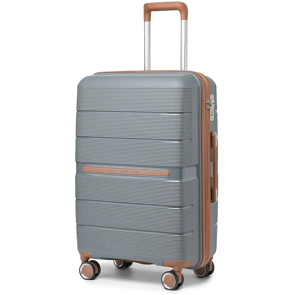 British Traveller 100% PP Hard Shell Luggage — 8 Spinner Wheels & TSA Lock