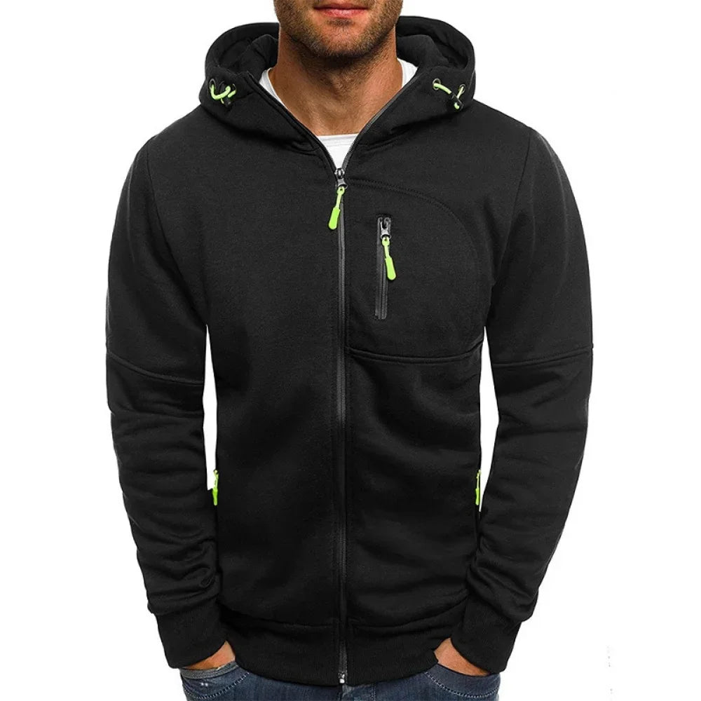 Men's Zip Hooded Sweatshirt Jacket — Casual Everyday Zip-Up Hoodie