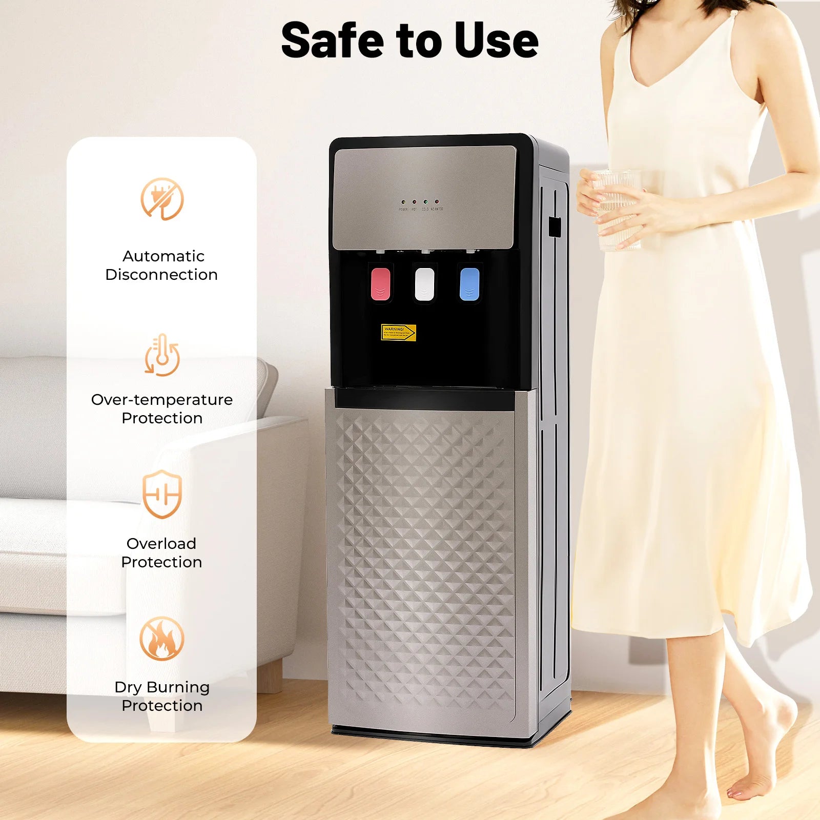 Bottom-Loading Hot & Cold Water Dispenser — Standing Water Cooler for Home & Office | 110V/220V