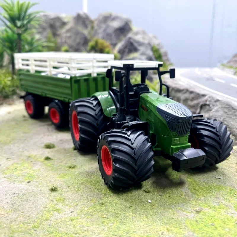 Large Scale Farm Tractor Toy Playset with Trailer & Accessories – DIY Farmer Transport Set