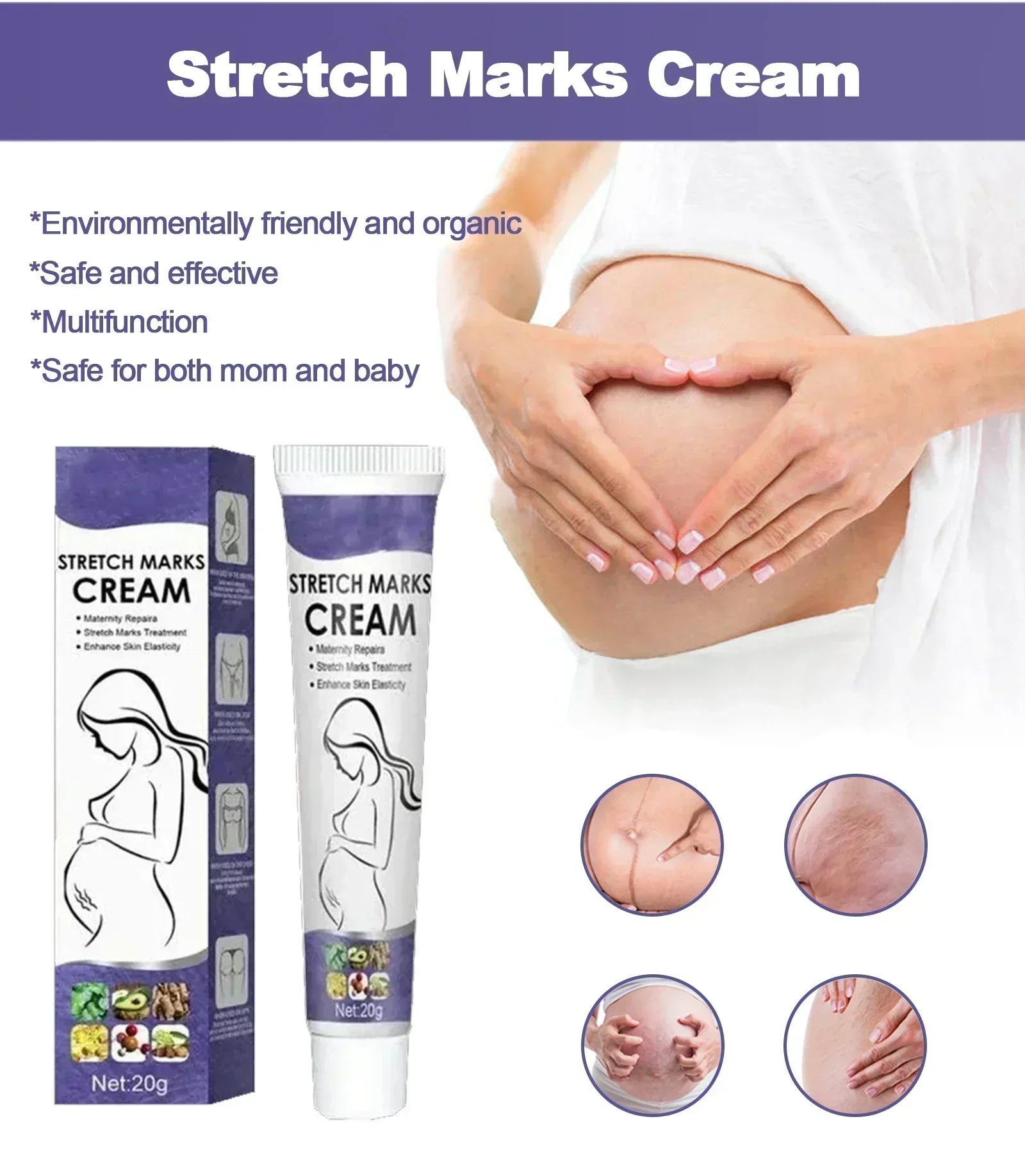 Stretch Mark Vanishing Cream — Buttock, Breast & Body Mark Repair, Firming Maternity Skin Care